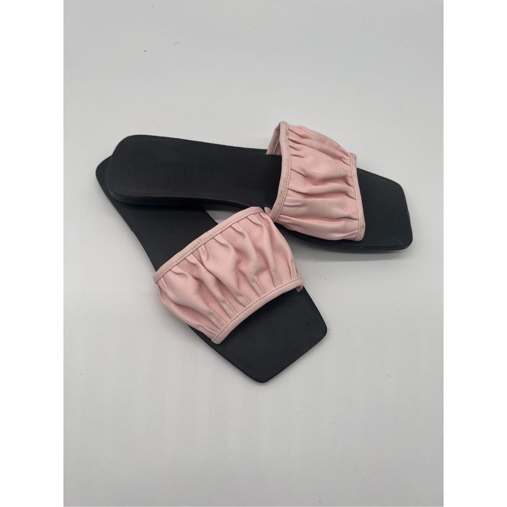 Open Edit Brynn Blush Pink Square Toe Slide Flat Sandals NWOT